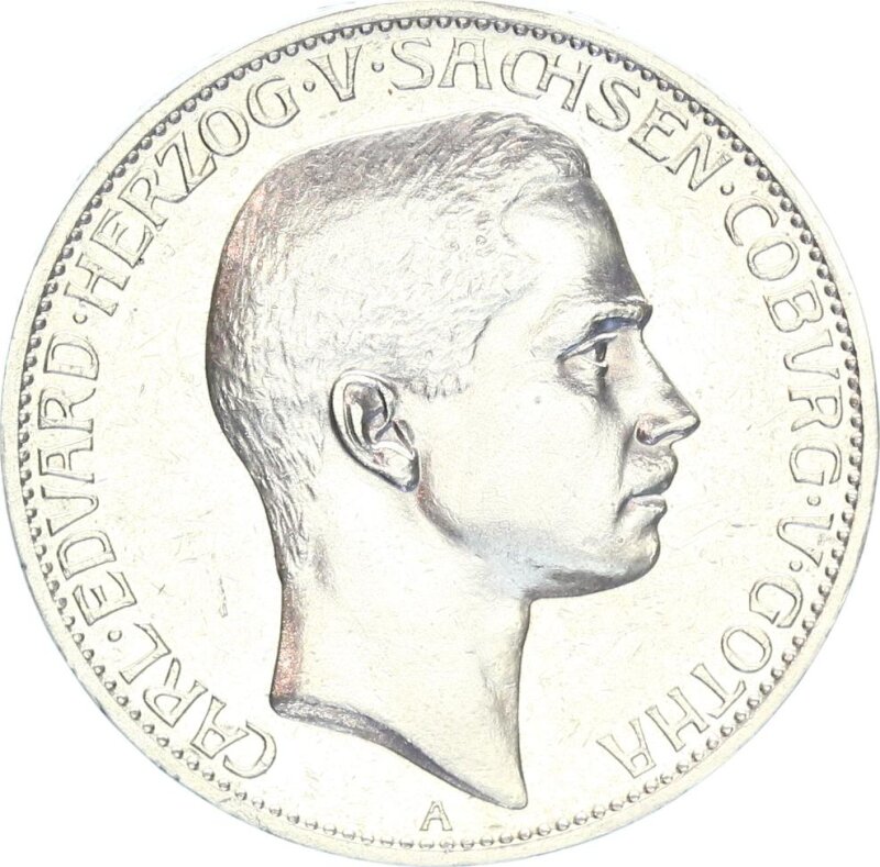 Sachsen Coburg Gotha Carl Eduard 5 Mark 1907 A Silber Vz Vz Jager 14 1 0 00