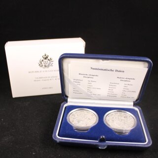 San Marino Gedenkmünze 5 Euro und 10 Euro 2003 Olympische Sommerspiele Satz Silber PP