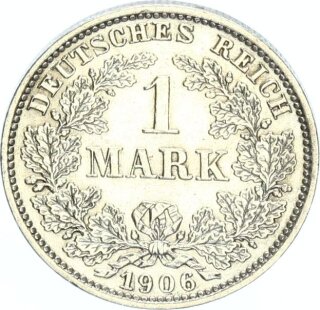 Kaiserreich 1 Mark 1906 E großer Adler Silber vz+ Jäger 17