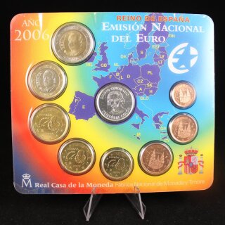 Spanien KMS 1 Cent bis 2 Euro 2006 Kursmünzensatz + Medaille Christoph Kolumbus stgl.