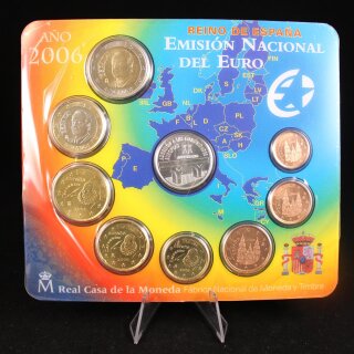 Spanien KMS 1 Cent bis 2 Euro 2006 Kursmünzensatz + Medaille EU-Beitritt stgl.
