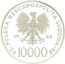 Polen Volksrepublik 10000 Zlotych 1988 Warschau 10. Jahrestag Silber PP