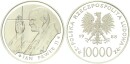 Polen Volksrepublik 10000 Zlotych 1988 Warschau 10. Jahrestag Silber PP