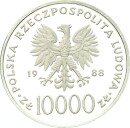 Polen Volksrepublik 10000 Zlotych 1988 Warschau 10. Jahrestag Silber min. berührte PP