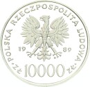 Polen Volksrepublik 10000 Zlotych 1989 Papst Johannes Paul II. Silber min. berührte PP