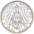 Württemberg Wilhelm II. 3 Mark 1911 F Silber f. vz Jäger 175