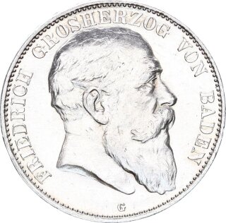 Baden Friedrich I. 5 Mark 1907 G Silber vz/f. stgl. Jäger 33