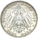 Sachsen Friedrich August III. 3 Mark 1909 E Silber vz/vz+ Jäger 135