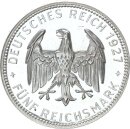 Weimarer Republik 5 Reichsmark 1927 F Tübingen Silber berührte PP Jäger 329