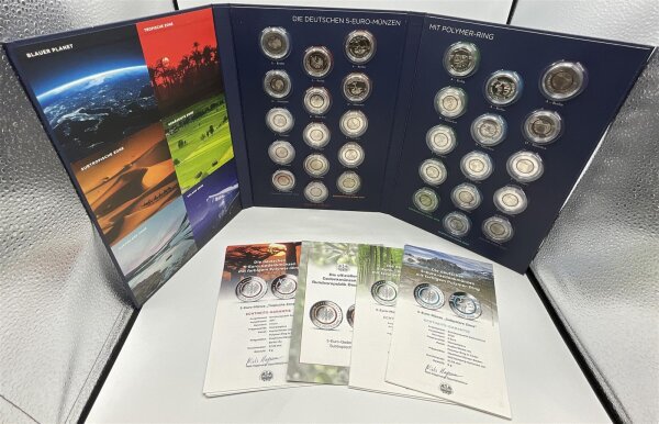 Deutschland Gedenkmünzenset 5 Euro 2016 - 2021 A,D,F,G,J Polymer Ring komplett Set unc.