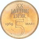 DDR Gedenkmünze 5 Mark 1969 A 20 Jahre DDR, magnetisch pfr., stgl. Jäger 1524