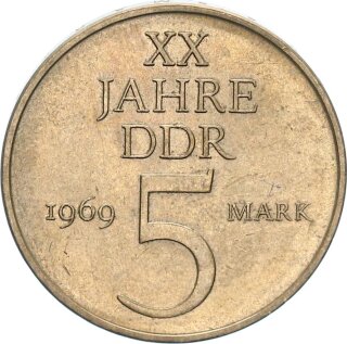DDR Gedenkmünze 5 Mark 1969 A 20 Jahre DDR vz Jäger 1524