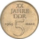 DDR Gedenkmünze 5 Mark 1969 A 20 Jahre DDR vz...