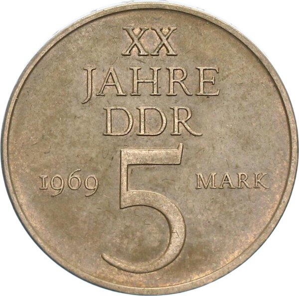 DDR Gedenkmünze 5 Mark 1969 A 20 Jahre DDR, magnetisch ss-vz Jäger 1524