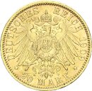 Preußen Wilhelm II. 20 Mark 1909 J zweitseltenste Typ Gold vz-stgl. Jäger 252