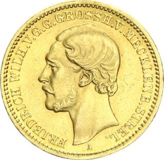 Mecklenburg-Strelitz Friedrich Wilhelm 20 Mark 1874 A Gold vz-stgl. Jäger 238