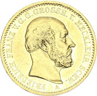 Mecklenburg-Schwerin Friedrich Franz II. 20 Mark 1872 A Gold vz/vz+ Jäger 230