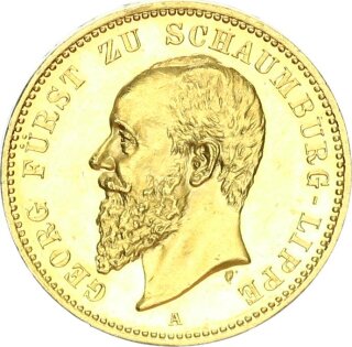 Schaumburg-Lippe Georg 20 Mark 1898 A Gold PP Jäger 285