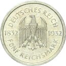 Weimarer Republik 5 Reichsmark 1932 J Goethe Silber vz+ Jäger 351