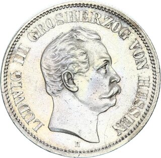 Hessen Ludwig III. 2 Mark 1877 H Silber f. vz Jäger 66