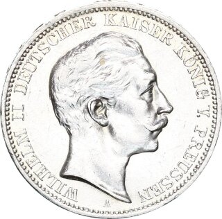Preußen Wilhelm II. 3 Mark 1909 A  Silber ss-vz Jäger 103