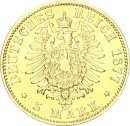 Preußen Wilhelm I. 5 Mark 1877 A Gold ss-vz Jäger 244
