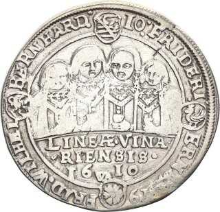 Sachsen-Alt-Weimar Johann Ernst und seine sieben Brüder 1/2 Taler 1610 WA (Saalfeld) Silber ss