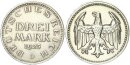 Weimarer Republik 3 Mark 1925 D Silber vz+ Jäger 312