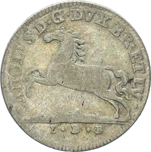 Braunschweig-Wolfenbüttel Fürstentum Karl I. 1/6 Taler 1768 IDB (Braunschweig) Pferd Silber s-ss