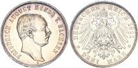 Sachsen Friedrich August III. 3 Mark 1911 E silver vz