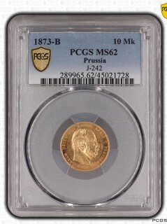 Preußen Wilhelm I. 10 Mark 1873 B PCGS MS62 Gold vz-stgl. Jäger 242