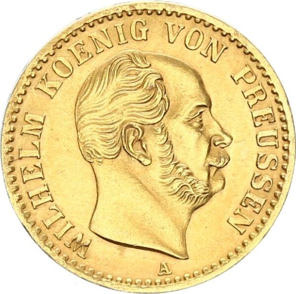 Brandenburg-Preußen Wilhelm I. 1/2 Vereinskrone 1868 A gold vz+