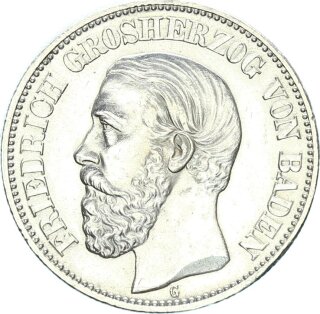Baden Friedrich I. 2 Mark 1899 G Silber pfr., f. stgl. Jäger 28