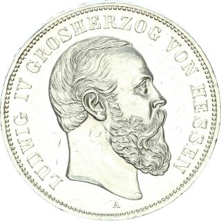 Hessen Ludwig IV. 5 Mark 1888 A Silber vz+ Jäger 69