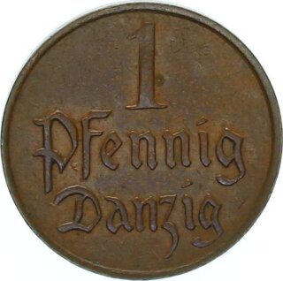 Danzig Freie Stadt 1 Pfennig 1930 (A) Wappen von Danzig vz Jäger D2