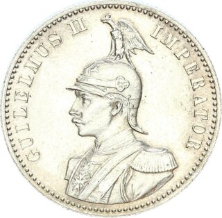 Deutsch-Ostafrika 1/2 Rupie 1891 (A) Wilhelm II. in Uniform der Garde du Corps Silber f. stgl. Jäger N712