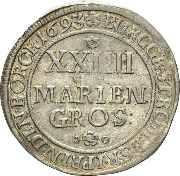 Münster-Bistum Friedrich Christian von Plettenberg 24 Mariengroschen 1693 J-O Silber f. vz