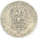Baden Friedrich I. 2 Mark 1880 G Silber s-ss Jäger 26