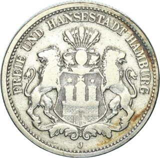 Hamburg Stadt 2 Mark 1876 J Silber s Jäger 61
