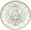 Sachsen Friedrich August III. 3 Mark 1910 E Silber ss+/vz Jäger 135