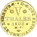 Braunschweig-Wolfenbüttel Fürstentum Karl Wilhelm Ferdinand 5 Taler 1805 MC (Braunschweig) Gold vz-stgl.