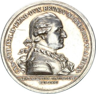 Braunschweig-Wolfenbüttel Fürstentum Karl Wilhelm Ferdinand Medaille 1787 Wiederherstellung Generalstaaten Silber vz