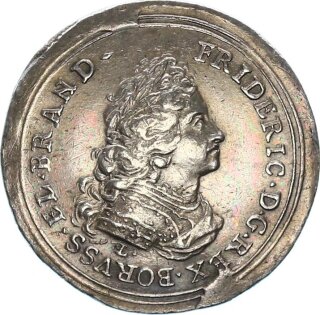 Brandenburg-Preußen Friedrich III. (I.) Silberabschlag vom Dukaten 1713 CS (Berlin) auf seinen Tod und Beisetzung Silber ss+