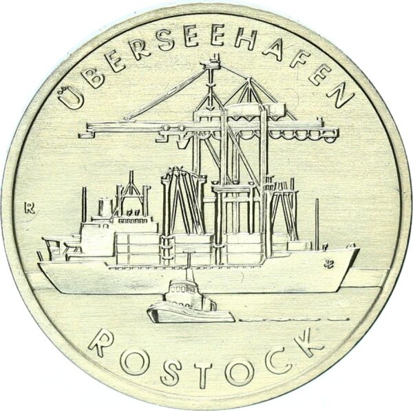 DDR Gedenkmünze 5 Mark 1988 A Überseehafen Rostock pfr., stgl. Jäger 1619