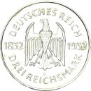 Weimarer Republik 3 Reichsmark 1932 E Goethe Silber vz Jäger 350