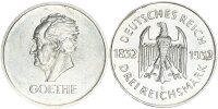Weimarer Republik 3 Reichsmark 1932 E Goethe silver vz