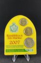 San Marino KMS 2 Cent, 20 Cent & 2 Euro 2007 Mini-Kursmünzensatz stgl., bfr.
