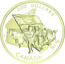 Kanada Elizabth II. 200 Dollar 1990 Nationalflagge Gold PP