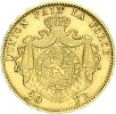 Belgien Königreich Leopold II. 20 Francs 1877 Gold ss+