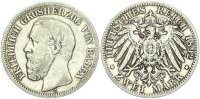 Baden Friedrich I. 2 Mark 1892 G Variante Silber s-ss Jäger 28